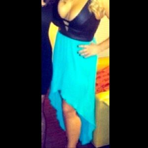 High Low Dress With Leather Detail